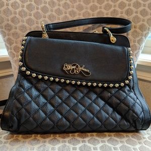 Black Quilted Betsey Purse w/ Gold Detail, Straps